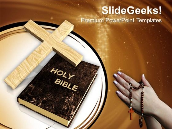 Cross And Bible Prayer Christianity PowerPoint Templates Ppt Backgrounds For Slides 1212