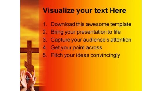 Cross Hands Religion PowerPoint Template 0610