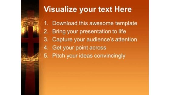 Cross In Cloud Of Light Christmas PowerPoint Templates And PowerPoint Themes 0712