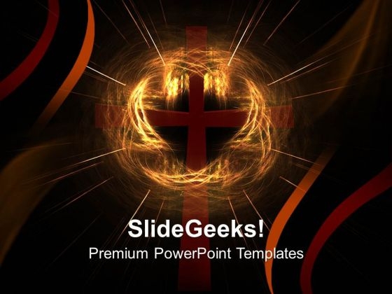 Cross In Cloud Of Light Christmas PowerPoint Templates And PowerPoint Themes 0712