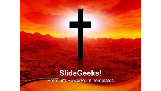 Cross In Desert Church PowerPoint Templates And PowerPoint Themes 0712
