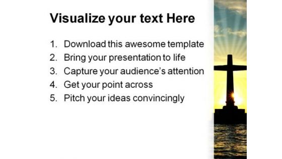 Cross In Water Religion PowerPoint Template 0610