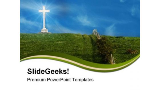 Cross On The Hill Religion PowerPoint Themes And PowerPoint Slides 0811