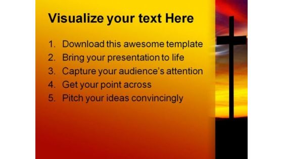 Cross Silhouette Religion PowerPoint Themes And PowerPoint Slides 0211