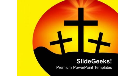 Cross Symbols Yellow Background Jesus Religion PowerPoint Templates Ppt Backgrounds For Slides 0113