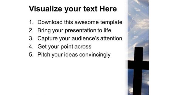 Cross With Light Rays Christian PowerPoint Templates And PowerPoint Themes 0712