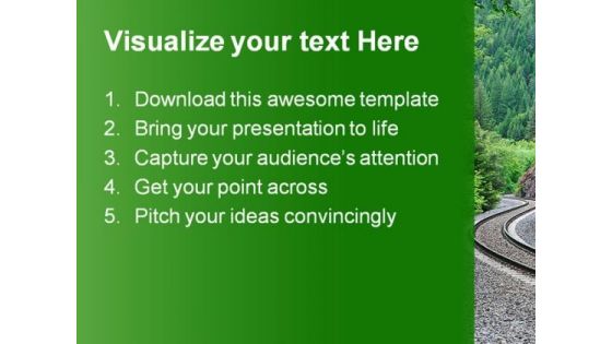 Curving Railroad Tracks Nature PowerPoint Themes And PowerPoint Slides 0611
