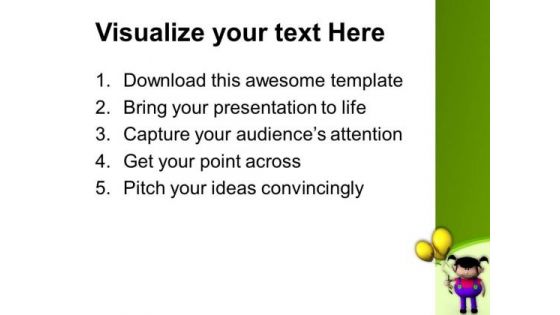 Cute Girl With Balloon PowerPoint Templates Ppt Backgrounds For Slides 0513