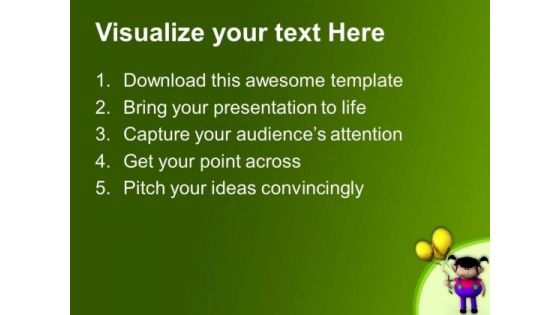 Cute Girl With Balloon PowerPoint Templates Ppt Backgrounds For Slides 0513