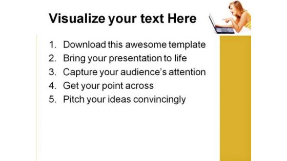 Cute Teenager With Laptop Internet PowerPoint Themes And PowerPoint Slides 0211