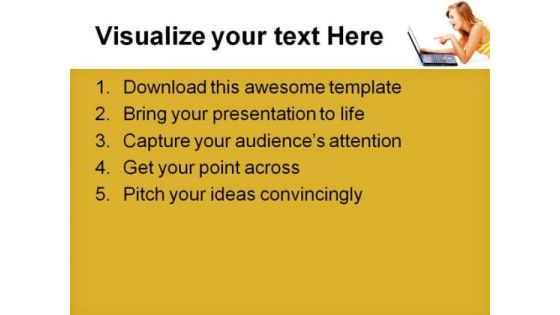 Cute Teenager With Laptop Internet PowerPoint Themes And PowerPoint Slides 0211