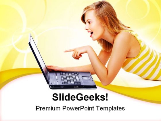 Cute Teenager With Laptop Internet PowerPoint Themes And PowerPoint Slides 0211