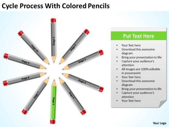 Cycle Process With Colored Pencils Ppt Business Plan Companies PowerPoint Slides
