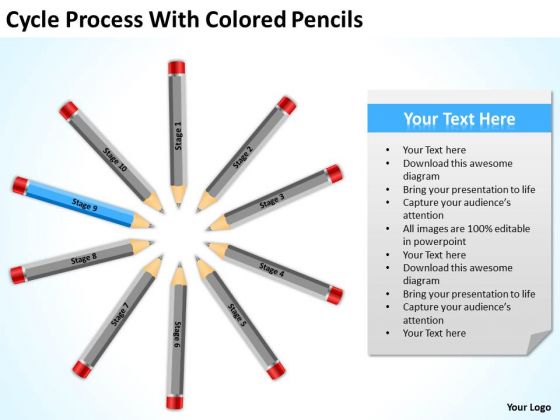 Cycle Process With Colored Pencils Ppt Business Plan Template Download PowerPoint Slides