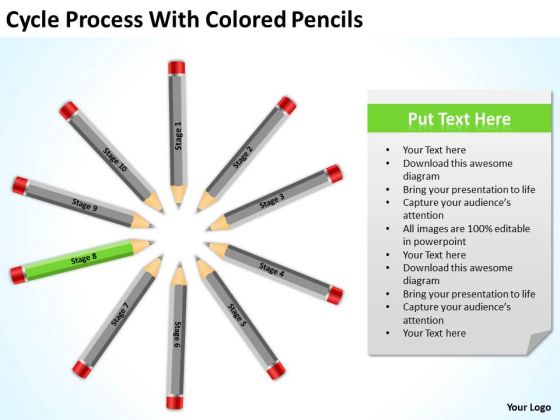 Cycle Process With Colored Pencils Ppt Business Plan Templete PowerPoint Templates