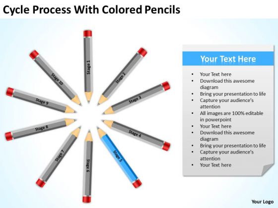 Cycle Process With Colored Pencils Ppt Sample Of Small Business Plan PowerPoint Slides