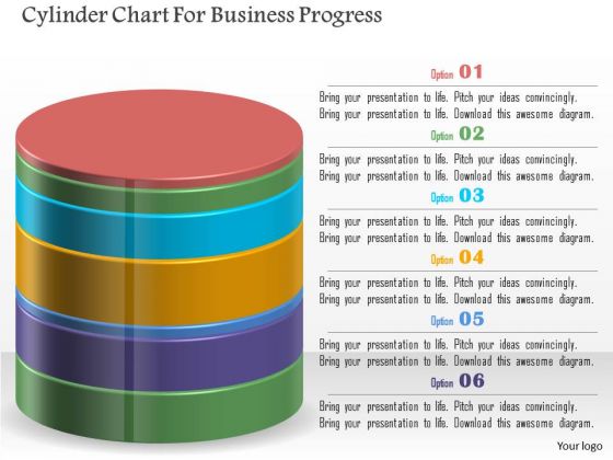 Cylinder Chart For Business Progress PowerPoint Template