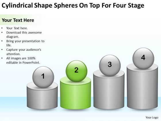 Cylindrical Shape Spheres On Top For Four Stage Ppt Business Plan Project PowerPoint Templates