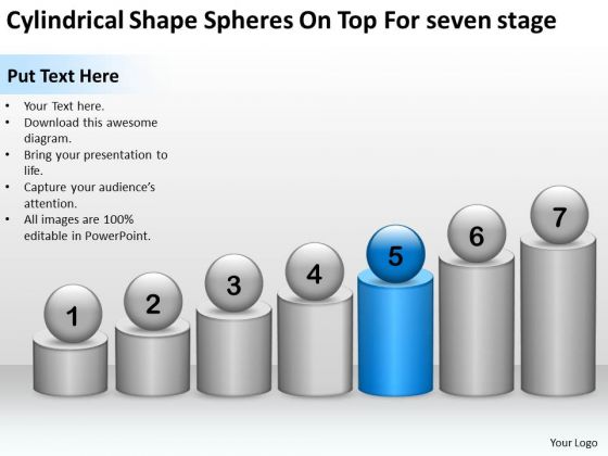 Cylindrical Shape Spheres On Top For Seven Stage Ppt Insurance Business Plan PowerPoint Slides
