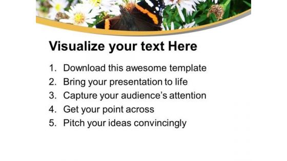 Daisy Flower With Butterfly Nature Theme PowerPoint Templates Ppt Backgrounds For Slides 0513