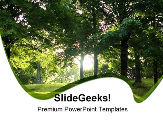 Dawn Sunbeams In Forest Nature PowerPoint Themes And PowerPoint Slides 0411