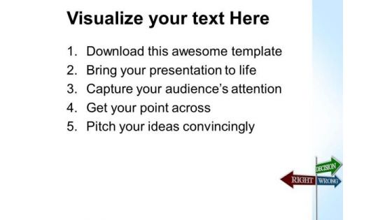 Decision Signpost Right Wrong Metaphor PowerPoint Templates And PowerPoint Themes 0512