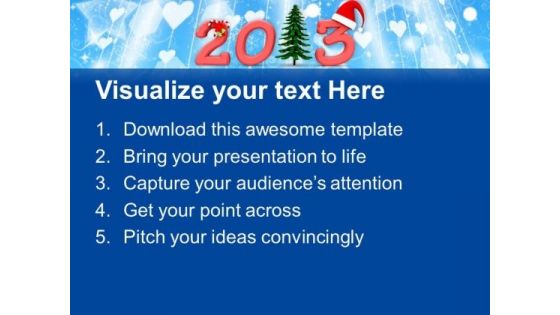 Decoarted Happy New Year 2013 PowerPoint Templates Ppt Backgrounds For Slides 1212