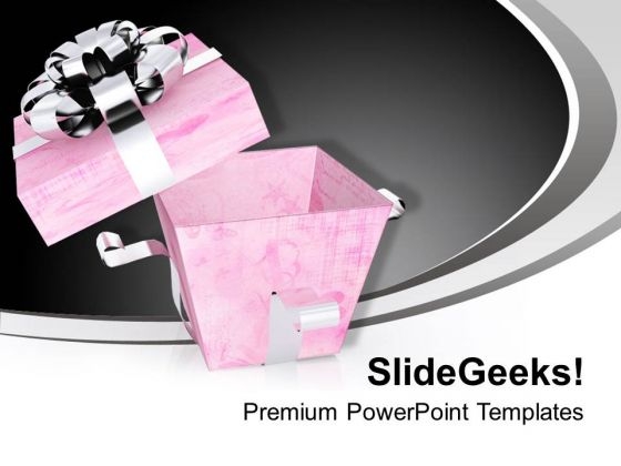 Decorated Open Gift Box Design PowerPoint Templates Ppt Backgrounds For Slides 0113