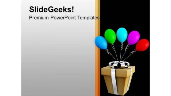 Decorative Gift With Balloons PowerPoint Templates Ppt Backgrounds For Slides 0113
