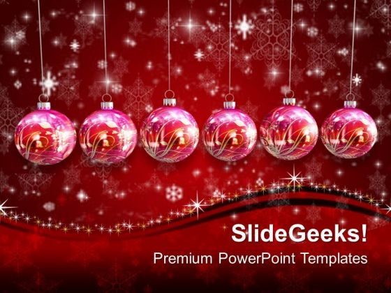 Decorative Hanging Ornaments Christmas Festival PowerPoint Templates Ppt Backgrounds For Slides 1112