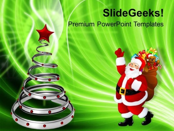 Decorative Tree With Santa Claus Christmas PowerPoint Templates Ppt Backgrounds For Slides 1112