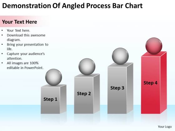 Demonstration Of Angled Process Bar Chart Ppt Business Plan PowerPoint Slide