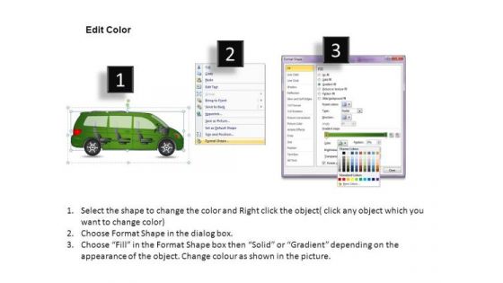 Design Green Minivan Side View PowerPoint Slides And Ppt Diagram Templates