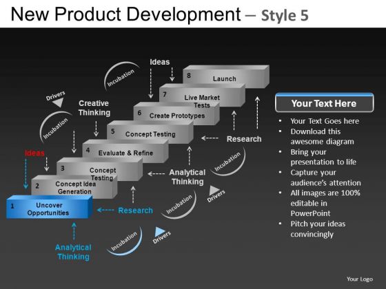 Design New Product Development 5 PowerPoint Slides And Ppt Diagram Templates