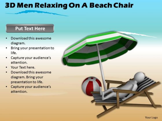 Develop Business Strategy 3d Man Relaxing On Beach Chair Concepts
