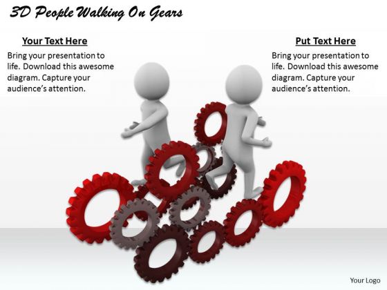 Develop Business Strategy 3d People Walking On Gears Basic Concepts