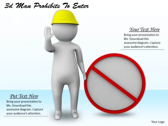 Developing Business Strategy 3d Man Prohibits To Enter Character