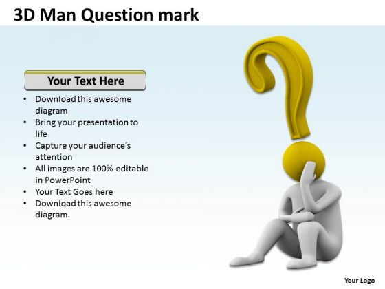 Diagram Of The Business Cycle 3d Man Question Mark PowerPoint Templates Ppt Backgrounds For Slides