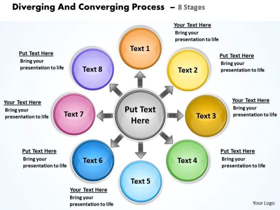 Diverging And Converging Process 8 Stages Cycle Diagram PowerPoint Slides