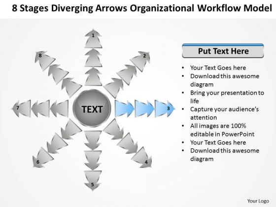 Diverging Arrows Organizational Workflow Model Cycle Process Diagram PowerPoint Slide