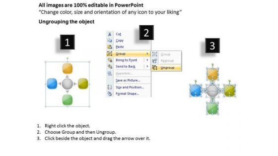 Diverging Number Of Processes And Their Flow 4 Stages Cycle Diagram PowerPoint Slides