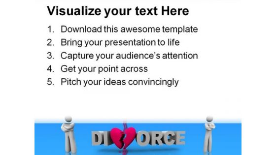 Divorce Word With Broken Heart Family PowerPoint Templates And PowerPoint Backgrounds 0111