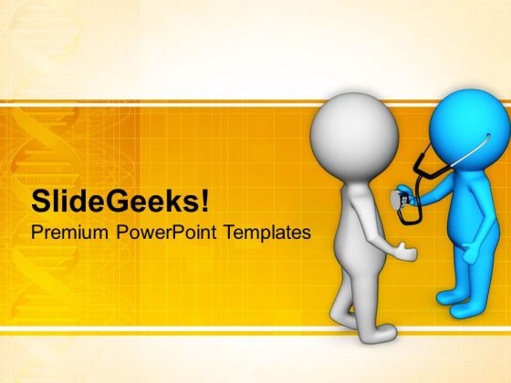 Doctor Checking Patient With Stethoscope PowerPoint Templates Ppt Backgrounds For Slides 0813