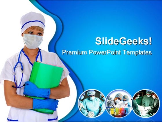 Doctor In Mask With Reports Medical PowerPoint Themes And PowerPoint Slides 0411