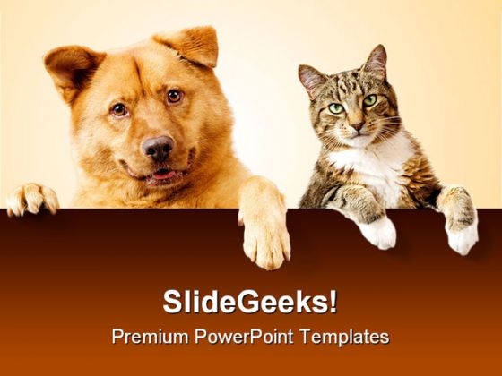 Dog Cat Friends Animals PowerPoint Backgrounds And Templates 1210