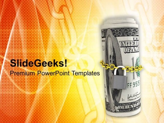 Dollar Bills Locked With Chain Security PowerPoint Templates Ppt Backgrounds For Slides 0213