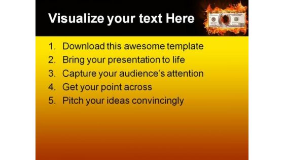 Dollar Burning Money PowerPoint Themes And PowerPoint Slides 0411