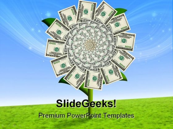 Dollar Flower Finance PowerPoint Background And Template 1210