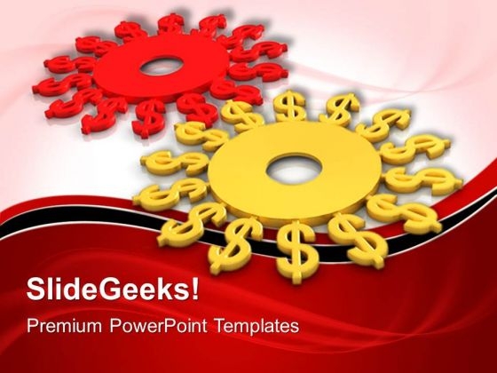 Dollar Gearwheels Teamwork PowerPoint Templates And PowerPoint Themes 0512