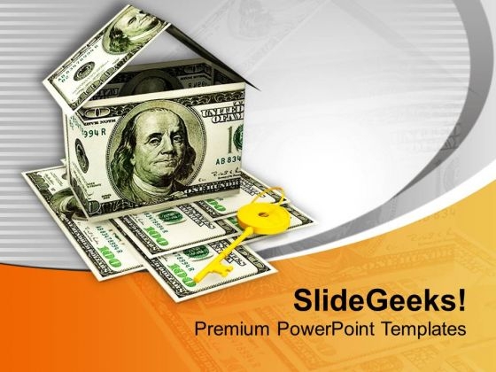 Dollar House With Key Locked Security PowerPoint Templates Ppt Backgrounds For Slides 0213